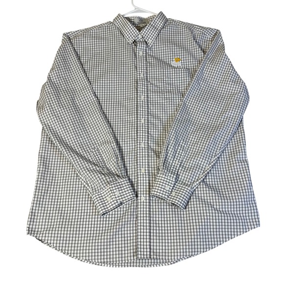Vantage Other - Vantage Mens 2X Grey Gingham Long Sleeve Button Down Shirt Bird Logo Pocket